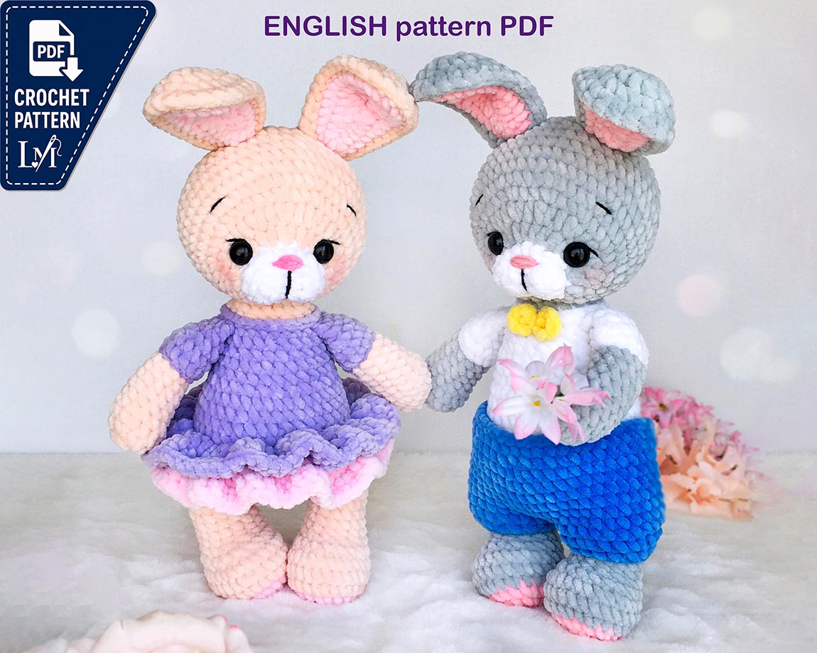 DIY Crochet bunny PATTERN PDF - Easy Amigurumi bunny pattern - Crochet plush toy tutorial